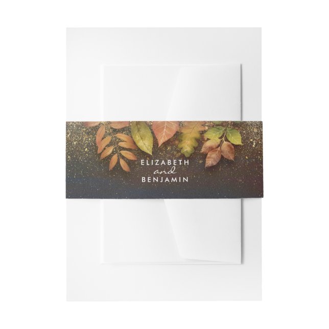 Vintage Herbstlaube und Glitzer Hochzeit Einladungsbanderole (Vorderseite Beispiel)