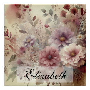 Vintage Herbstpasten Blume Aquarellmalerei Poster