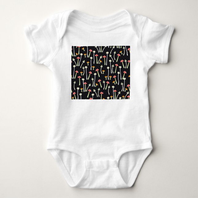 Vintage Herbstpilze Muster Design. Baby Strampler (Vorderseite)