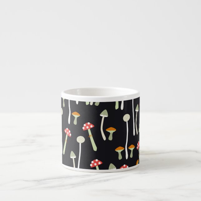 Vintage Herbstpilze Muster Design. Espressotasse (Vorderseite)