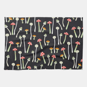 Vintage Herbstpilze Muster Design. Geschirrtuch