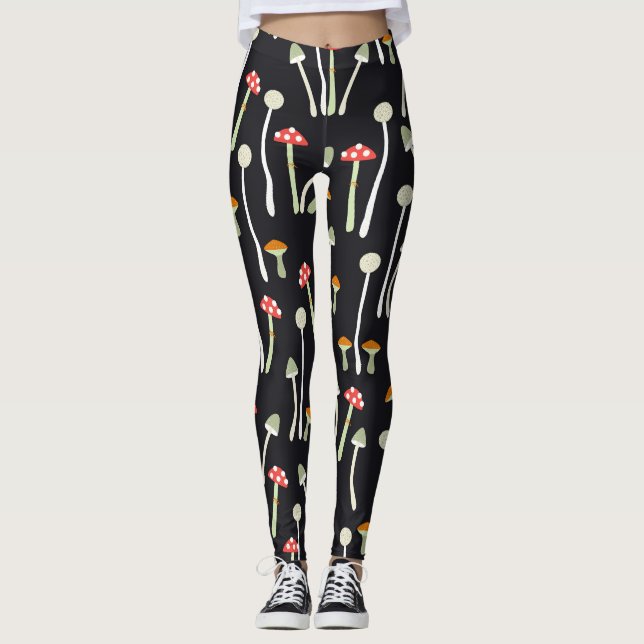 Vintage Herbstpilze Muster Design. Leggings (Vorderseite)