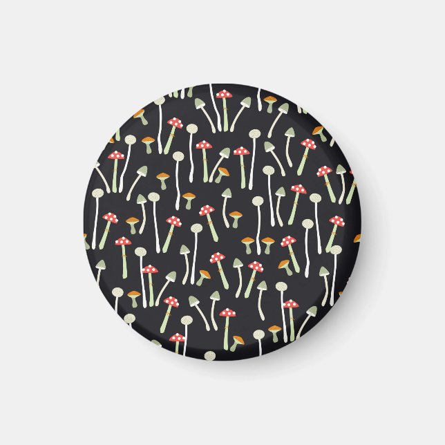 Vintage Herbstpilze Muster Design. Magnet (Vorne)