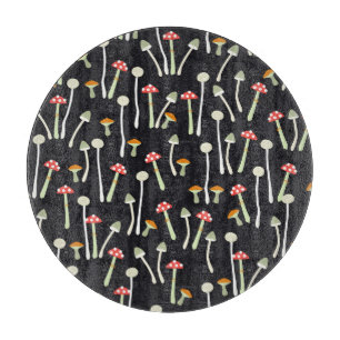 Vintage Herbstpilze Muster Design. Schneidebrett