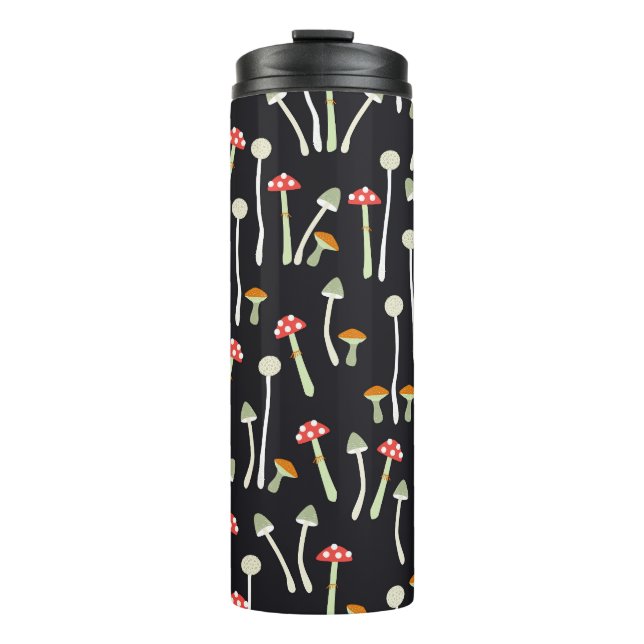 Vintage Herbstpilze Muster Design. Thermosbecher (Vorderseite)