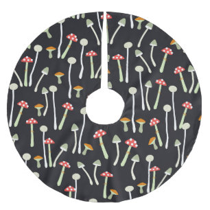 Vintage-Herbstpilzmuster-Design. Polyester Weihnachtsbaumdecke