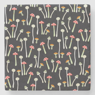 Vintage-Herbstpilzmuster-Design. Steinuntersetzer