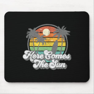 Vintage Here Comes The Sun Strand Surfen Retro 70e Mousepad