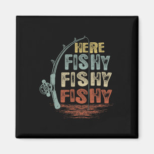 Vintage Here-fishy-Shirt Lustiger Angel  Magnet