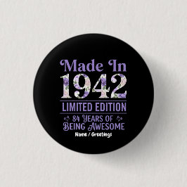 Vintage Hergestellt 1942 Floral 84. Geburtstag Awe Button