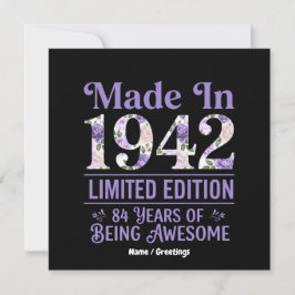 Vintage Hergestellt 1942 Floral 84. Geburtstag Awe Einladung