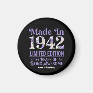 Vintage Hergestellt 1942 Floral 84. Geburtstag Gro Magnet