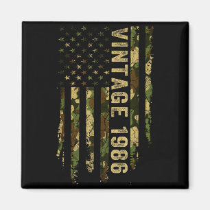 Vintage Hergestellt 1986 Amerikanische Flagge 40. Magnet