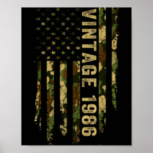 Vintage Hergestellt 1986 Amerikanische Flagge 40.  Poster