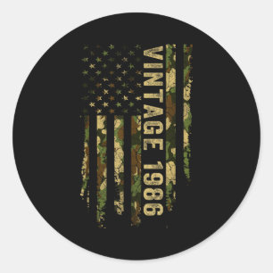 Vintage, hergestellt 1986, amerikanische Flagge, 4 Runder Aufkleber