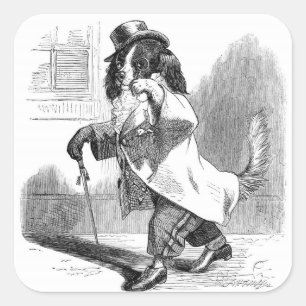 Vintage Herr-Hundeaufkleber Quadratischer Aufkleber