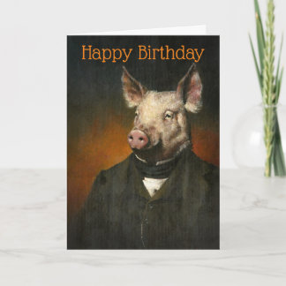 Vintage Herr Pig Birthday Card Karte