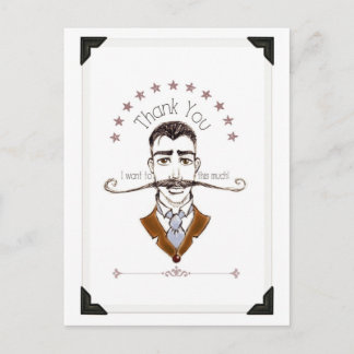Vintage-Herr-Schnurrbart-Dankeschön-Postkarte Postkarte