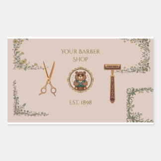 Vintage Herrenfriseur Geschäftskarten Rechteckiger Aufkleber