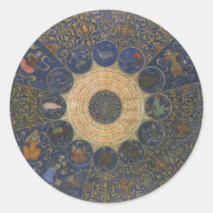 Vintage-Herrscher-Horoskop, antikes islamisches Zo Runder Aufkleber
