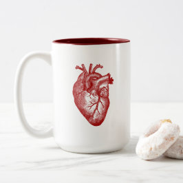 Vintage Herz-Anatomie Zweifarbige Tasse