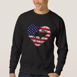 Vintage Herz Elch Animal Retro US American Flag Sweatshirt
