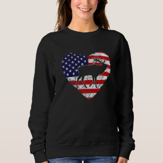 Vintage Herz Elch Animal Retro US American Flag Sweatshirt