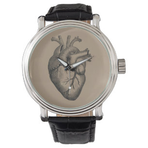 Vintage Herz-Illustration Armbanduhr
