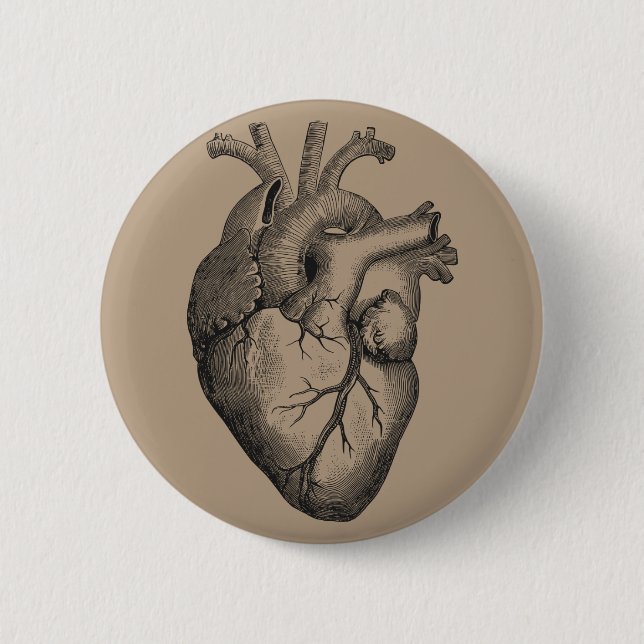 Vintage Herz-Illustration Button (Vorderseite)