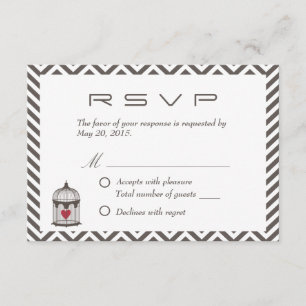 Vintage-Herz im Vogelkäfig Chevron-Hochzeits-RSVP RSVP Karte