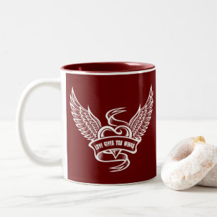 Vintage Herz mit Flügeln, Liebe gibt dir Flügel Zweifarbige Tasse