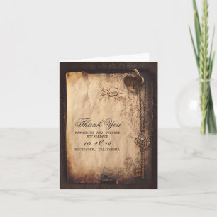 VINTAGE HERZ SCHLOSS SCHLÜSSEL HOCHZEIT DANKE KART