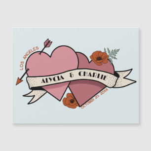Vintage-Herzen magnetische Hochzeitseinladung Magnetkarte