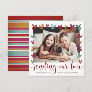 Vintage Herzen rahmen das Valentinstag-Foto Feiertagskarte