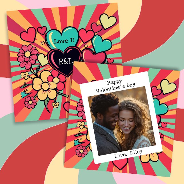 Vintage Herzen und Blume Valentinstag Feiertagskarte (Von Creator hochgeladen)