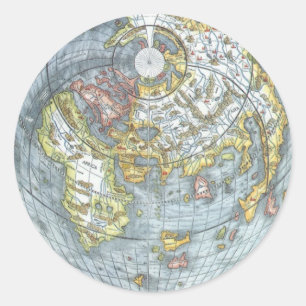 Vintage Herzförmige Antique Weltkarte Peter Apian Runder Aufkleber