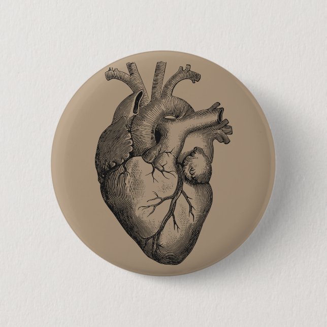 Vintage-Herzillustration Button (Vorderseite)
