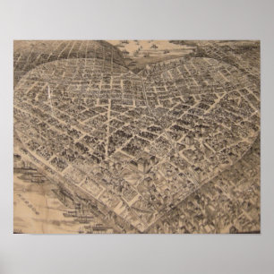 Vintage Herzkarte von Seattle (1905) Poster