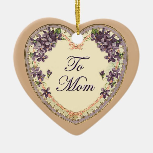 Vintage Herzklopfe und Blume Keramik Ornament (Vorne)