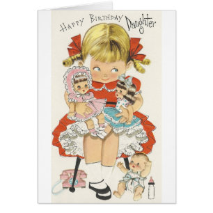 Vintage Herzlichen Geburtstag Tochter Mit Puppen