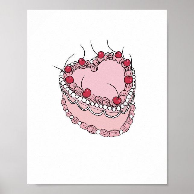 Vintage-Herztorte Poster (Vorne)