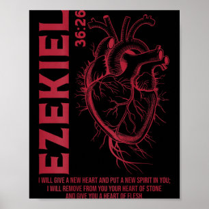 Vintage Hesekiel 36-26 Herz aus Fleisch Bibelvers  Poster