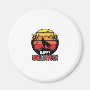 Vintage heulender Wolf Frohes Halloween-Vektordesi Magnet