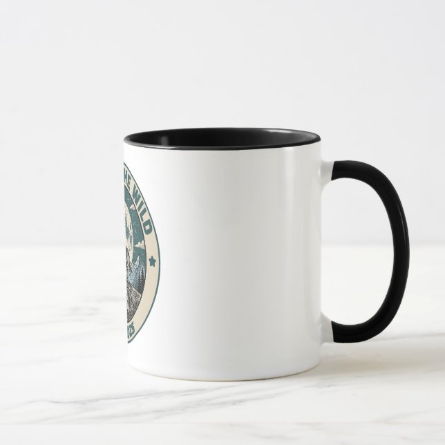 Vintage Heulender Wolf unter dem Vollmond in der W Tasse (Rechts)