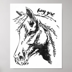 Vintage Heumädchen. Pferd Reitsport Springen Weste Poster