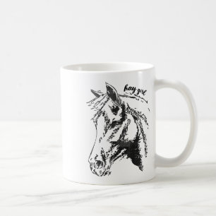Vintage Heumädchen. Pferdeshow Springen Westernrei Kaffeetasse