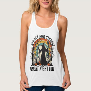 Vintage-Hexe-Halloween-Friedhof-Silhouette-Kunst_1 Tank Top