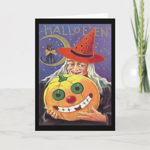 Vintage Hexe Halloween Karte
