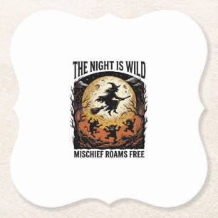 Vintage Hexe Halloween Mondlicht Unfug Grafik_1 Untersetzer