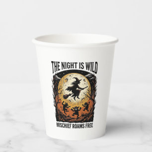 Vintage Hexe Halloween Mondscheingeheimnis Grafik_ Pappbecher